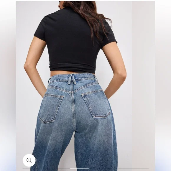 $179 Good American Good Extreme Barrel Relaxed Jeans NWT - Picture 5 of 12